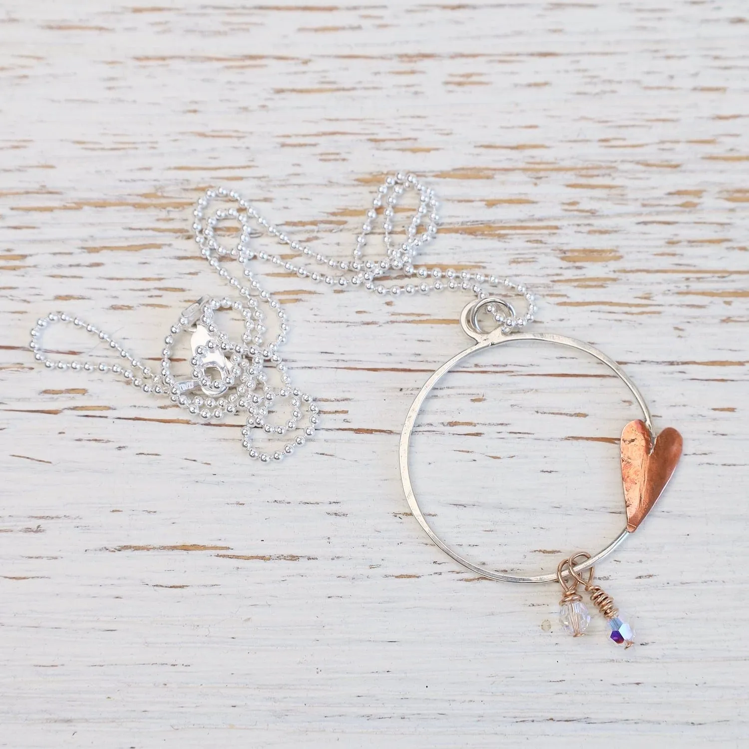 Copper Heart Hoop Necklace