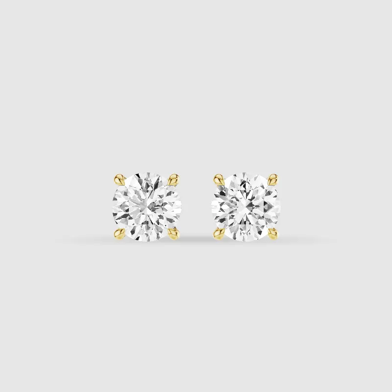 Four-Prong Solitaire Lab Grown Diamond Studs-Round