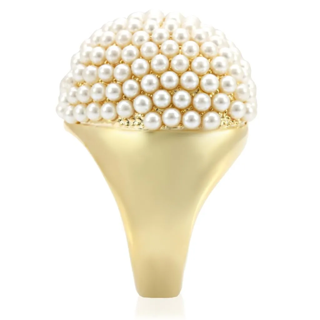 Gold Brass Ring with Synthetic in Citrine Yellow for Women Style 1W058