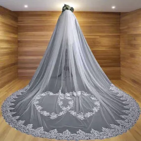 GownLink's Bridal Long Cathedral Veil with Comb and Front Face Layer for Christian & Catholic Weddings C13V