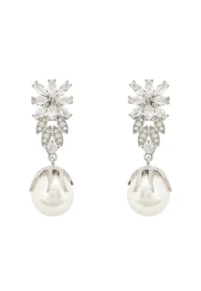 Primrose Baroque Pearl Earrings Silver White