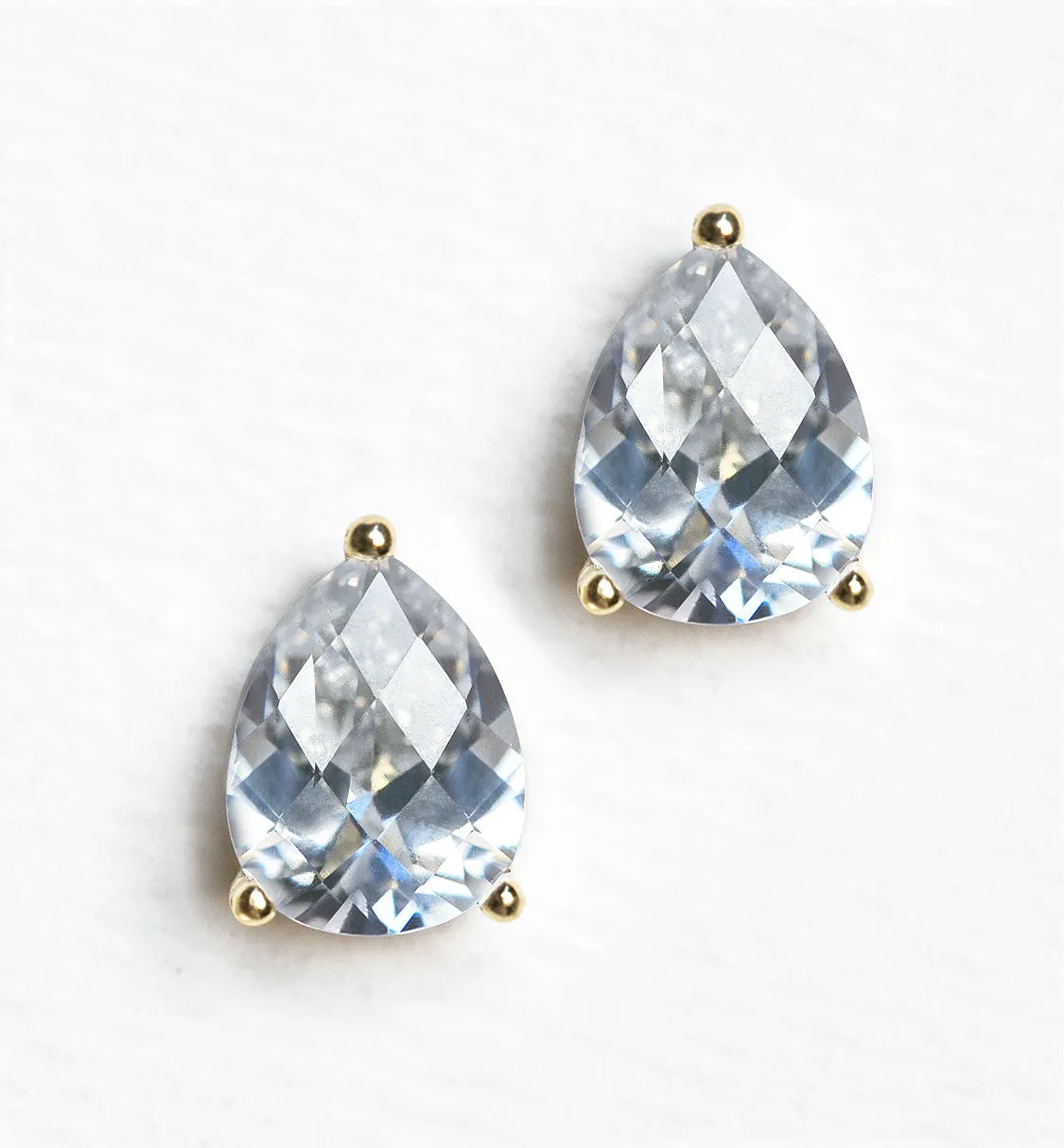 Solitaire Pear Stud Earrings